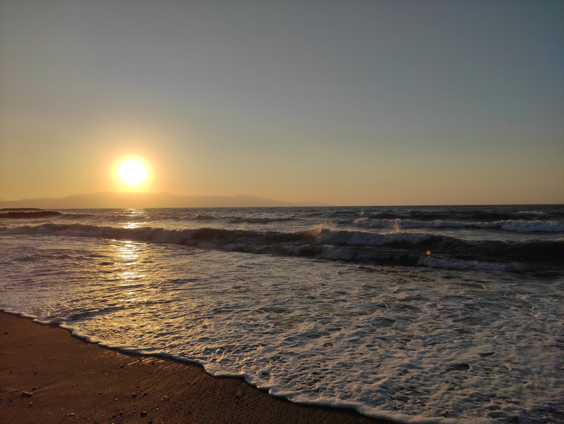 Sunset in Crete beach